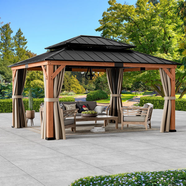 13x15 Rosewood Cedar Hardtop Gazebo