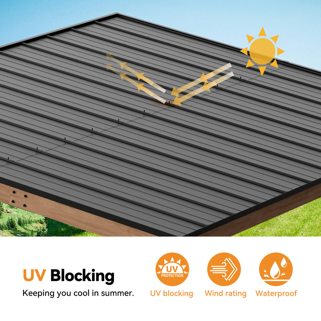 10x12 Supreme Cedar Hardtop Gazebo with Sloped Roof