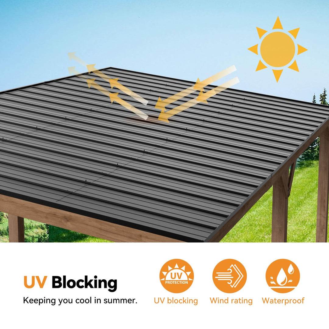 12'x20' Supreme Cedar Hardtop Gazebo with Sloped Roof