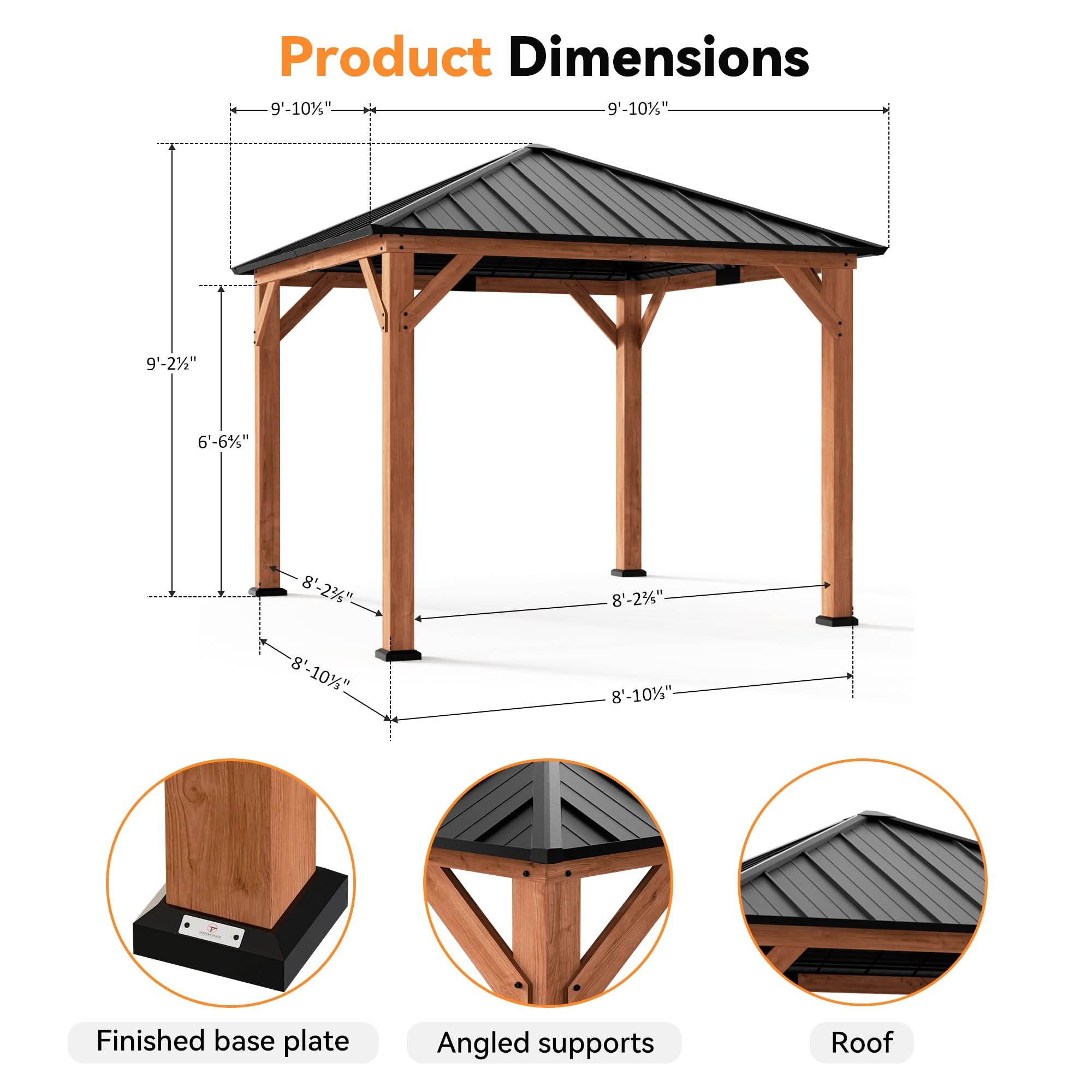 10x10 Tranquil Grove Cedar Hardtop Gazebo – Modern Shade