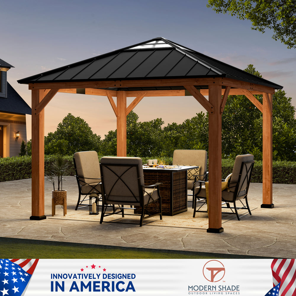 11x11 Tranquil Grove Cedar Hardtop Gazebo
