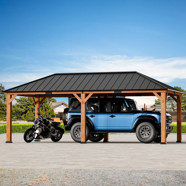 12'x24' Tranquil Grove Cedar Hardtop Gazebo – Modern Shade