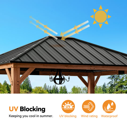 12x14 Tranquil Grove Cedar Hardtop Gazebo