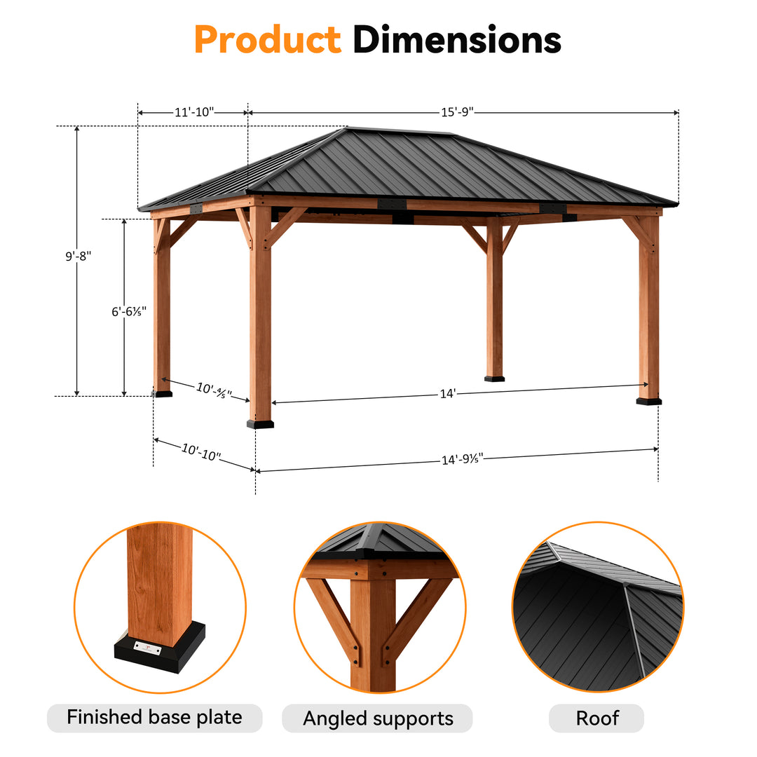 12x16 Tranquil Grove Cedar Hardtop Gazebo