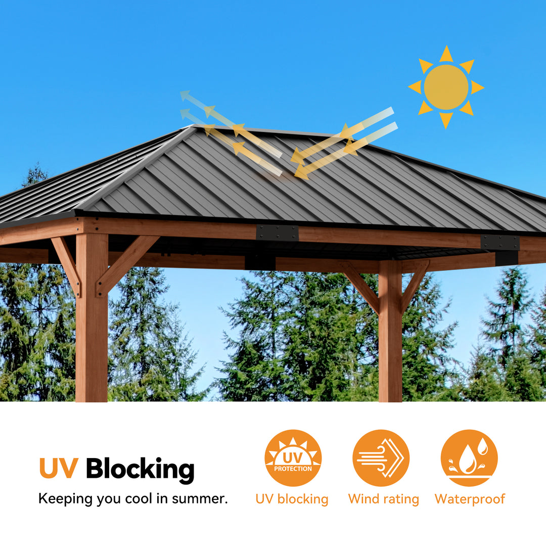 12x16 Tranquil Grove Cedar Hardtop Gazebo