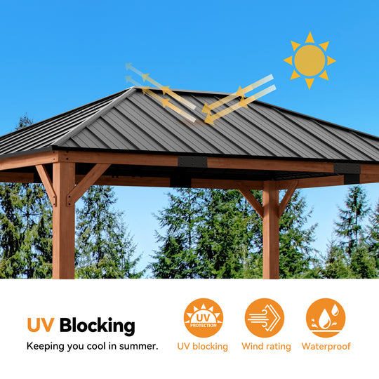 12x16 Tranquil Grove Cedar Hardtop Gazebo