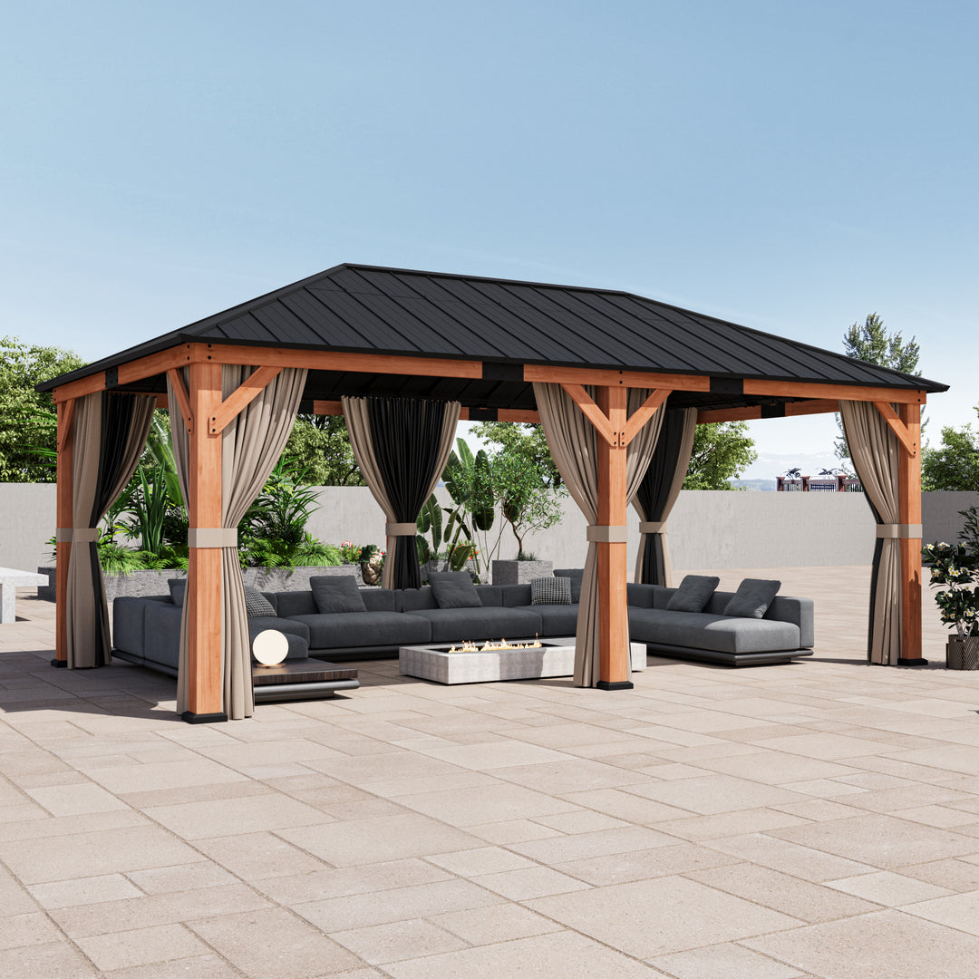 12×20 Tranquil Grove Cedar Hardtop Gazebo