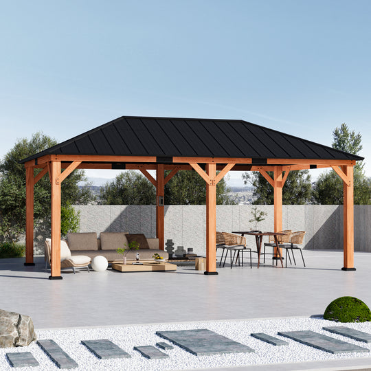 12×20 Tranquil Grove Cedar Hardtop Gazebo