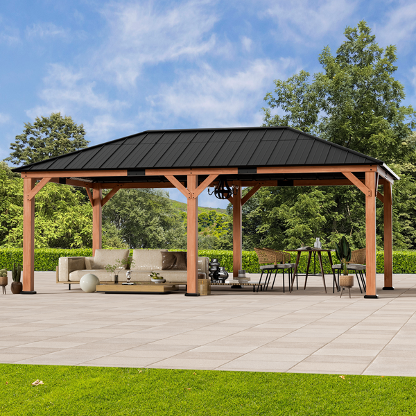 12×20 Tranquil Grove Cedar Hardtop Gazebo