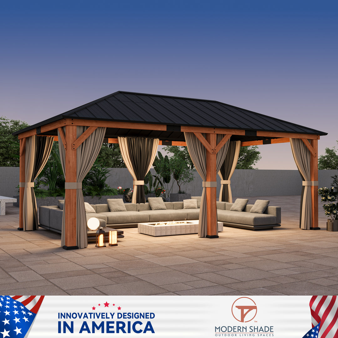 12×20 Tranquil Grove Cedar Hardtop Gazebo