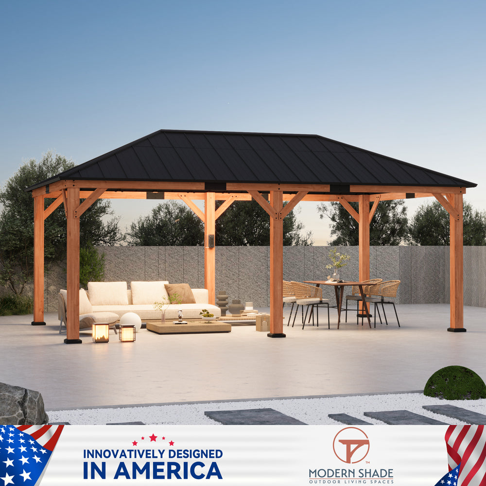12×20 Tranquil Grove Cedar Hardtop Gazebo