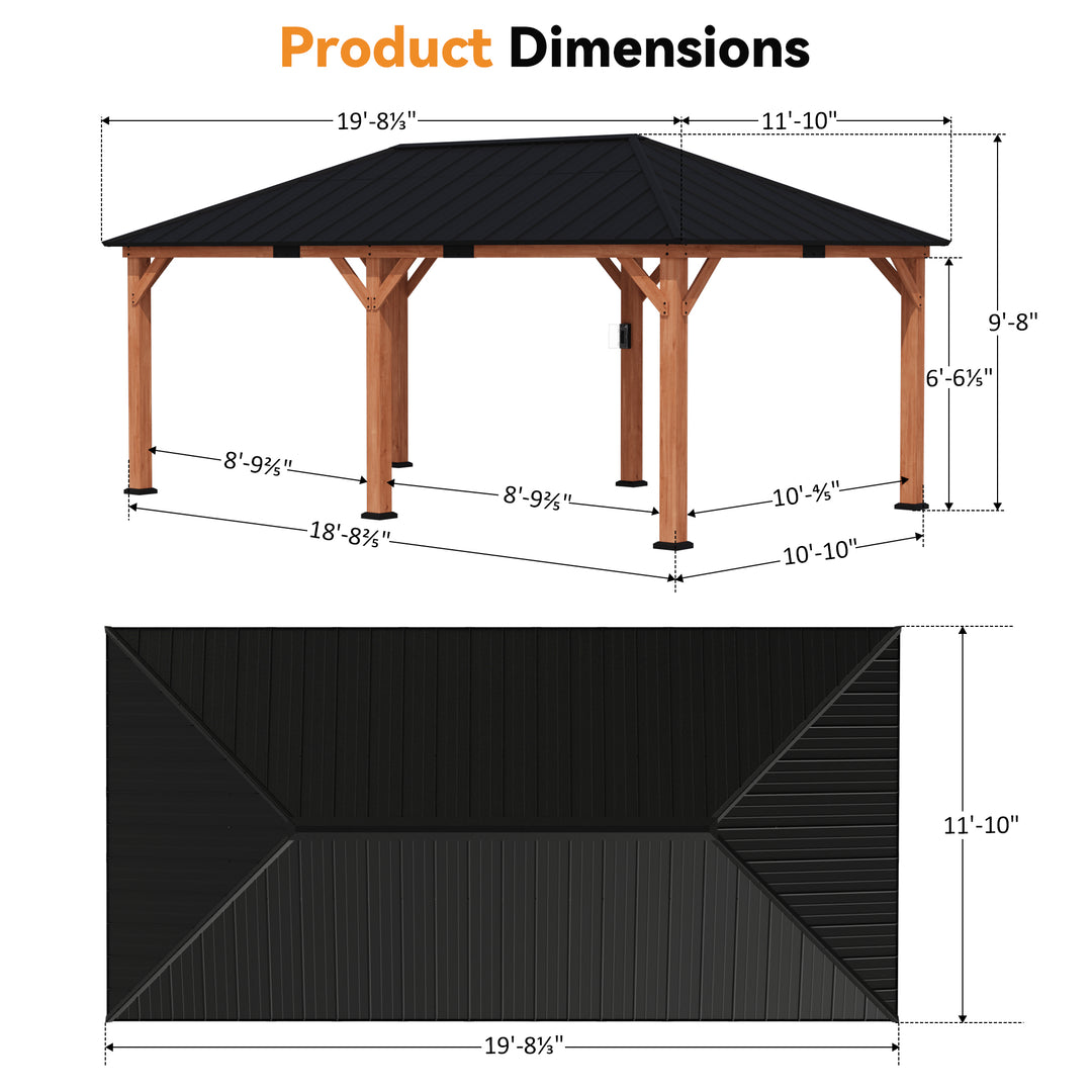 12×20 Tranquil Grove Cedar Hardtop Gazebo