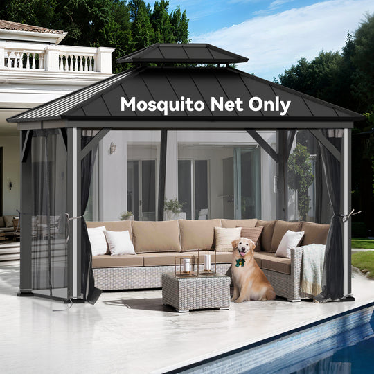 Gazebo Mosquito Netting Replacement Universal 4-Panel Sidewalls Outdoor Gazebo Mosquito Nettings with Double Zipper Garden and Backyard (Mosquito Net Only)