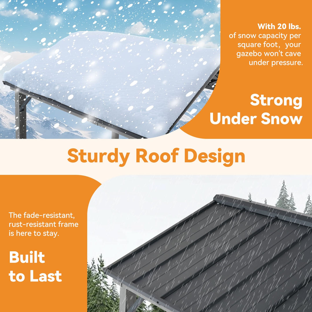 6'x8' Nottingham Metal Hardtop Gazebo with Extended Eave