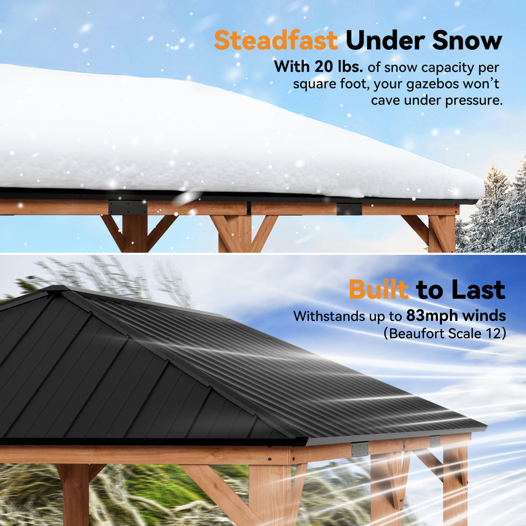 12×20 Tranquil Grove Cedar Hardtop Gazebo