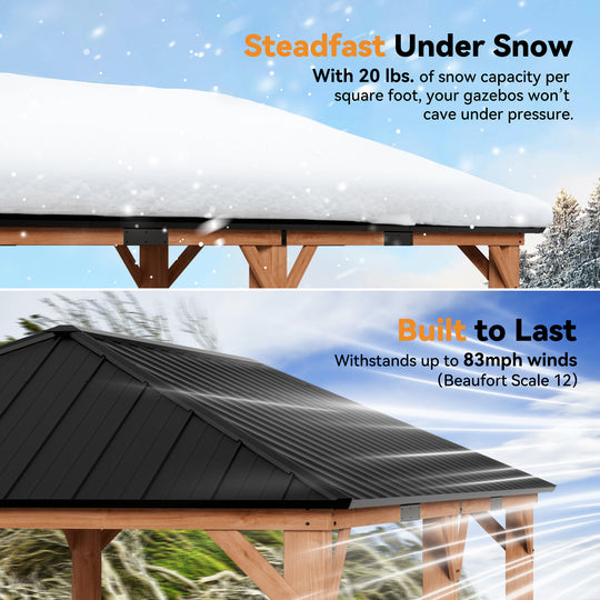 12×20 Tranquil Grove Cedar Hardtop Gazebo