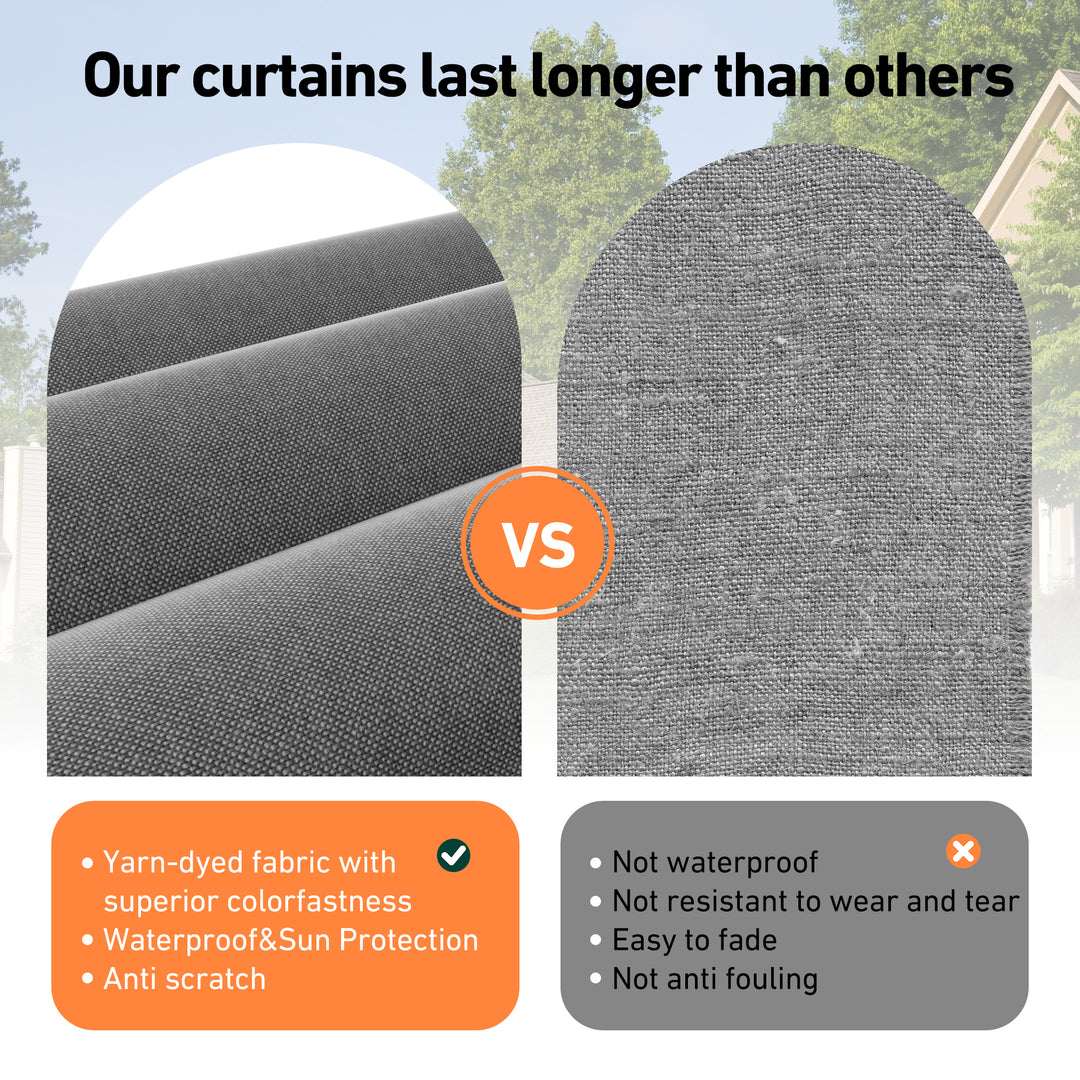 10x10 Privacy Curtains & Mosquito Netting Set for Louvered Pergola